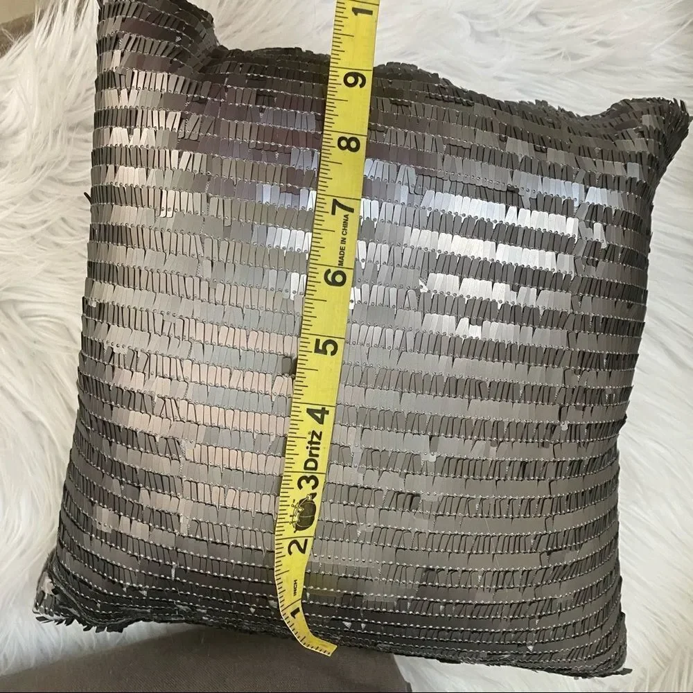 Set of two small square bronze sequins pillows